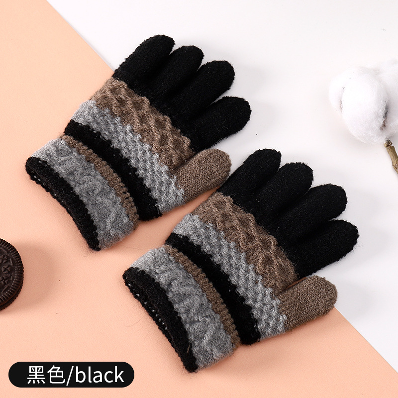 Picture of Factory Direct Supply of Baby Gloves, Autumn and Winter Kindergarten Kidsren's Cute Stripesd Finger Warm Knitted Kidsren's Gloves