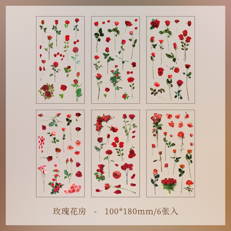 Picture of Yuezhen Nature Series Handbook Sticker Bag PVC Plant Flower Retro Material Paper Children's Handbook Sticker