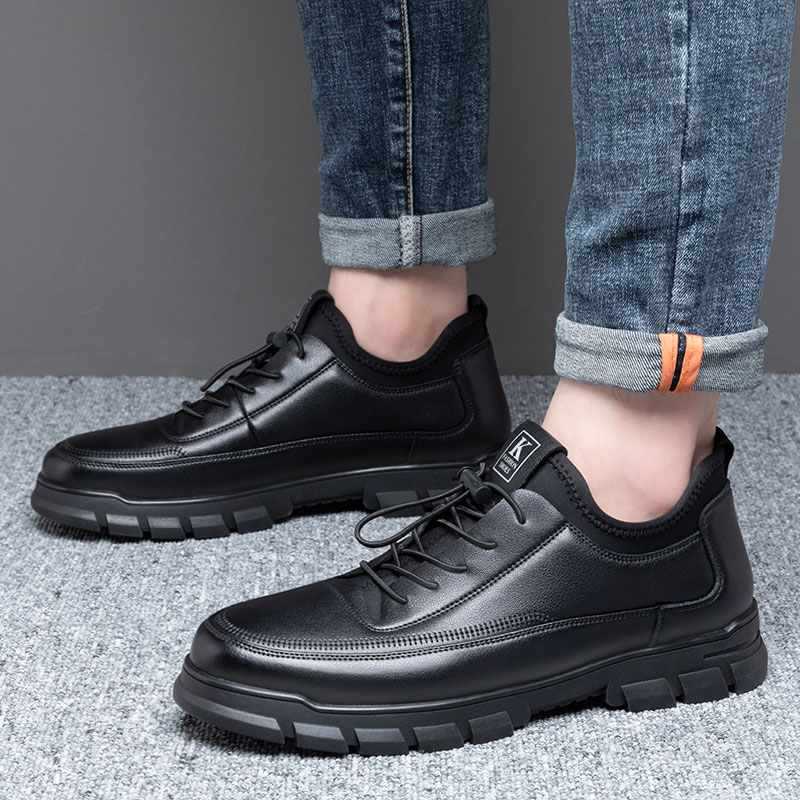 Men's Leather Shoes New Fashion Trend All-match Business Casual Shoes Breathable Lightweight British Style Leather Men's Shoes