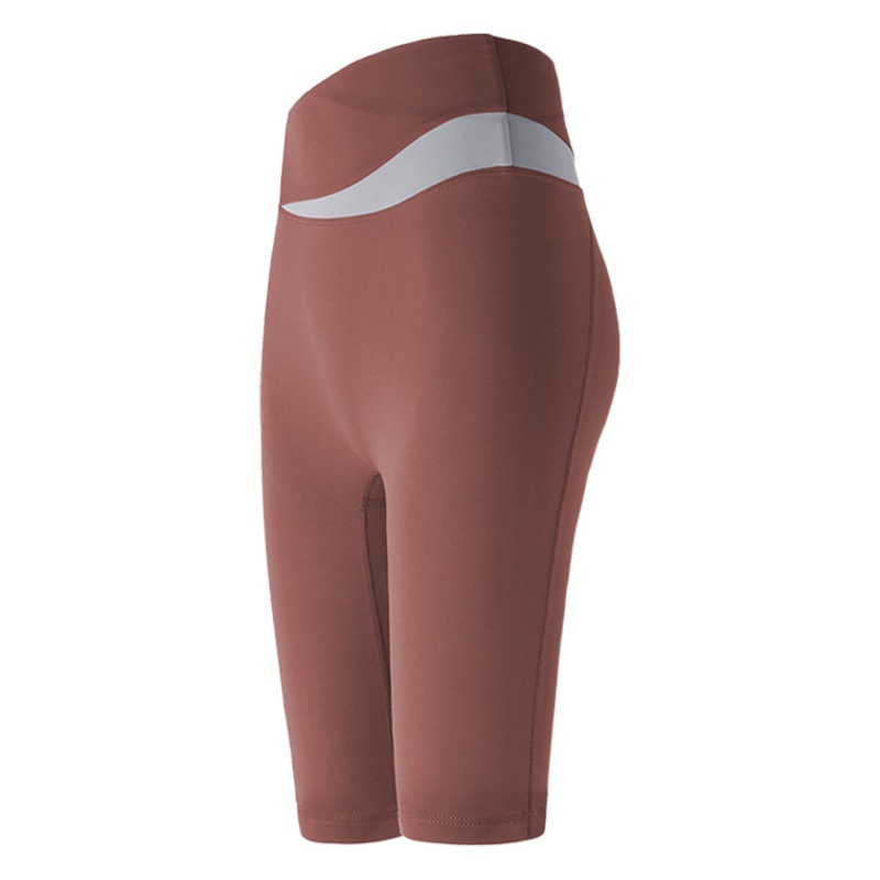 Cross-Border Outer Wear Color-Blocked High-Waist Sports Shorts Women's Tight-Fitting Summer Fitness Five-Point Yoga Wear Leggings Mid-Pants
