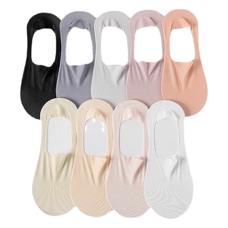 Boat Socks for Women Summer Ice Silk Thin Shallow Mouth Invisible Women's Socks Breathable Sweat-Absorbent and Deodorant Summer Socks Disposable
