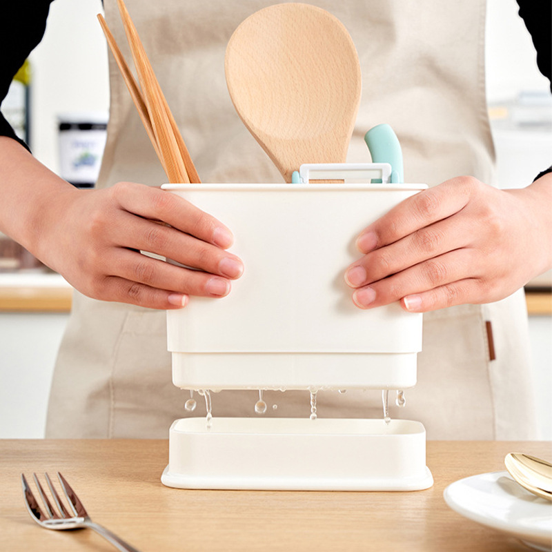 Kitchen Chopstick Barrel Drain Tableware Storage Box Spoon and Fork Storage Rack Plastic Chopstick Basket Creative Chopstick Holder Chopstick Cage
