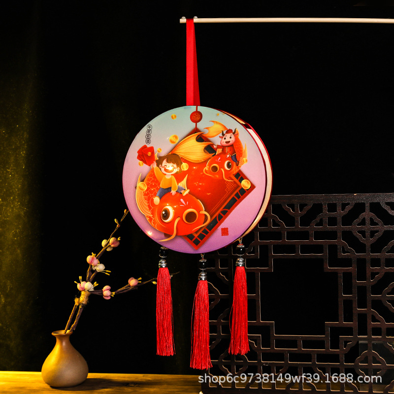Picture of New Hanfu mid-autumn festival lantern diy handmade flowers and plants Lantern finished led Luminous lantern ancient style portable palace lantern