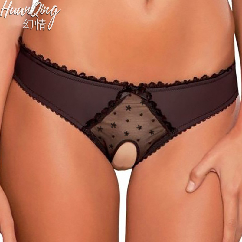 European and American foreign trade sexy open crotch sexy underwear women's fun passion perspective lace open underwear wholesale 6035