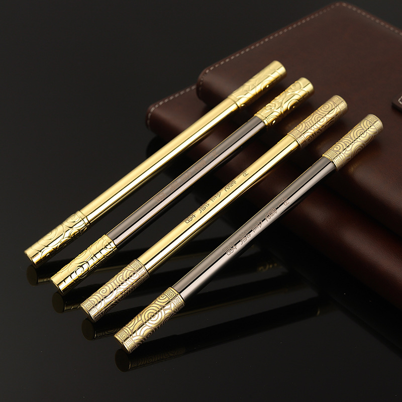 Picture of Creative gold cudgel brass neutral pen gift business advertising sign pen paint magnetic student stationery pen