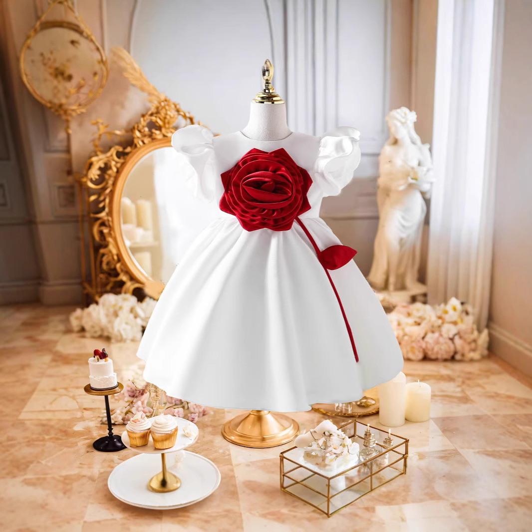Foreign Trade Children's Princess Dress Girls' Dress Piano Performance Dress Flower Girl's Wedding Dress Little Girl's Birthday Anniversary Banquet