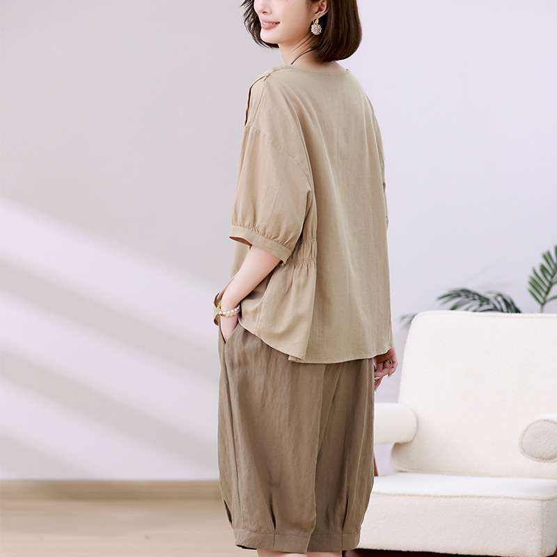 Summer dress with a set of fashion temperament suit women's 2024 new rich wife small mother slightly fat age