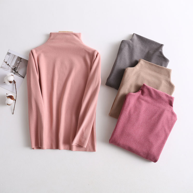 Picture of Children's cationic bottoming shirt seamless elastic autumn and winter boys and girls mid-collar velvet warm inner western style top
