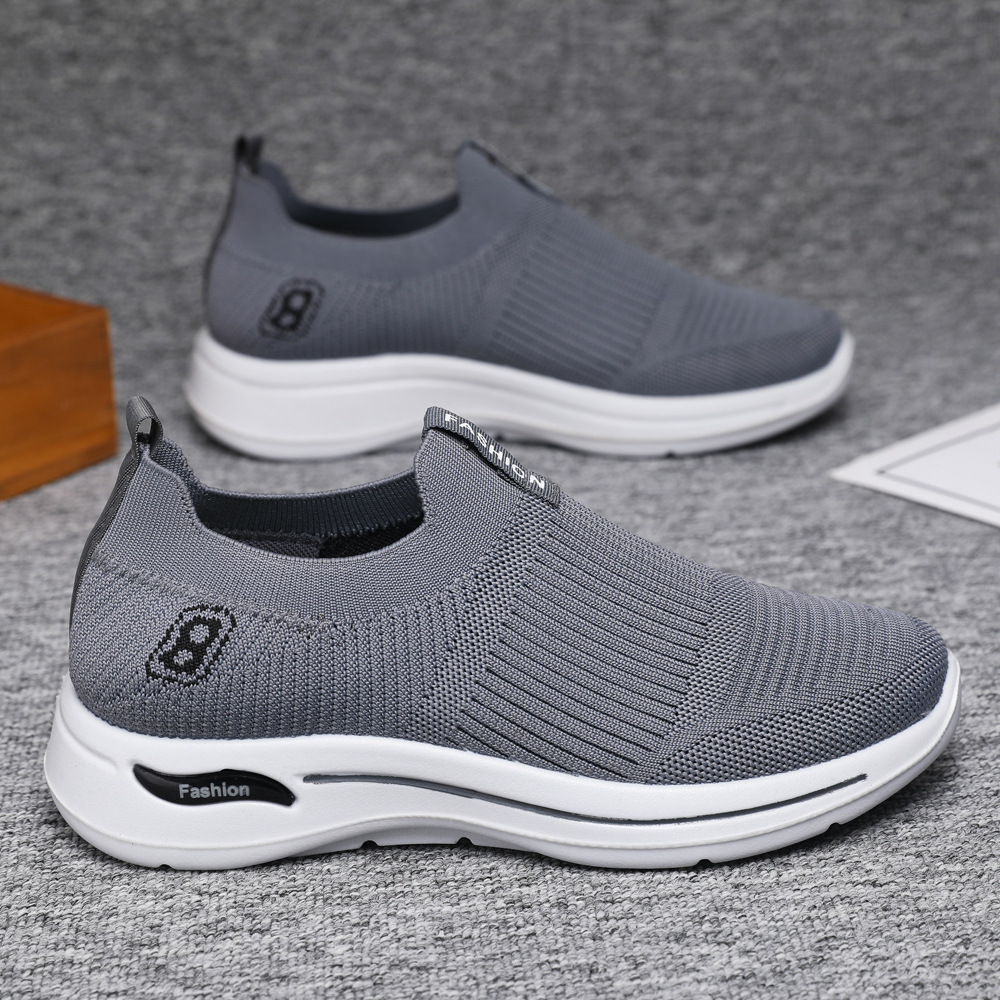Autumn New Men's Shoes Trend Plaid Slip-On Soft Sole Shoes Walking Breathable Solid Color Casual Shoes Sneakers