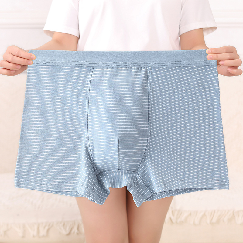 Picture of Cotton mid-high waist men's underwear loose plus size breathable men's boxer striped print cotton boxers