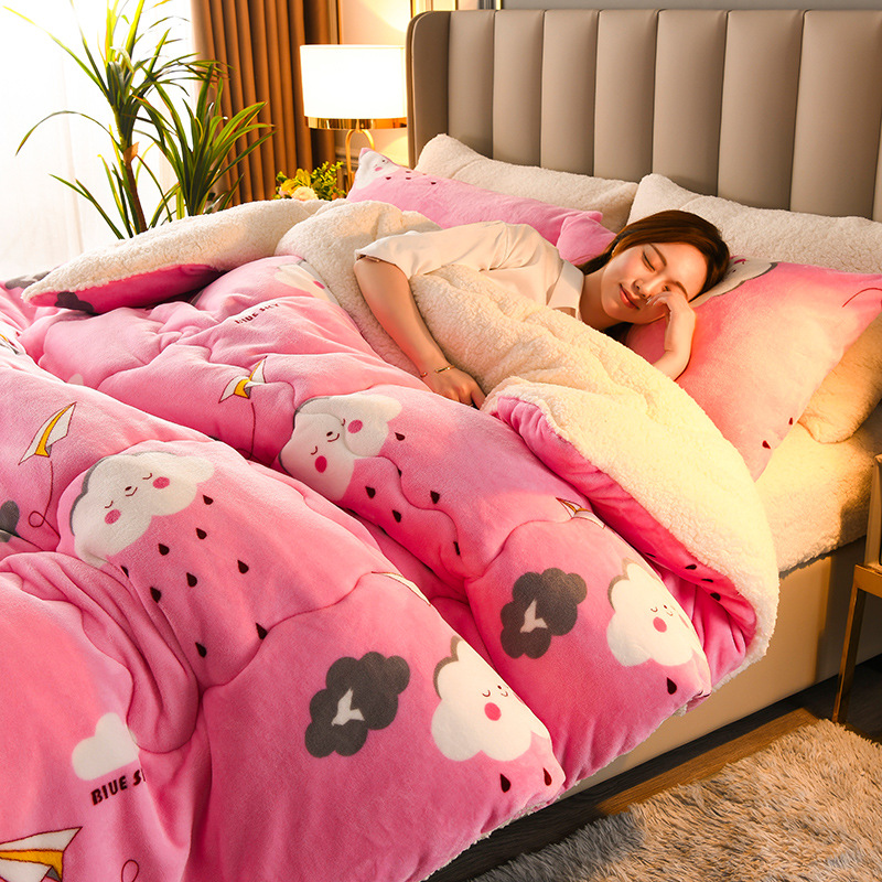 Picture of Winter Lamb Velvet Winter Quilt Thickeneded Warm Fleece-Lined Quilt Core Double Cotton Quilt Winter Single Dormitory Bed