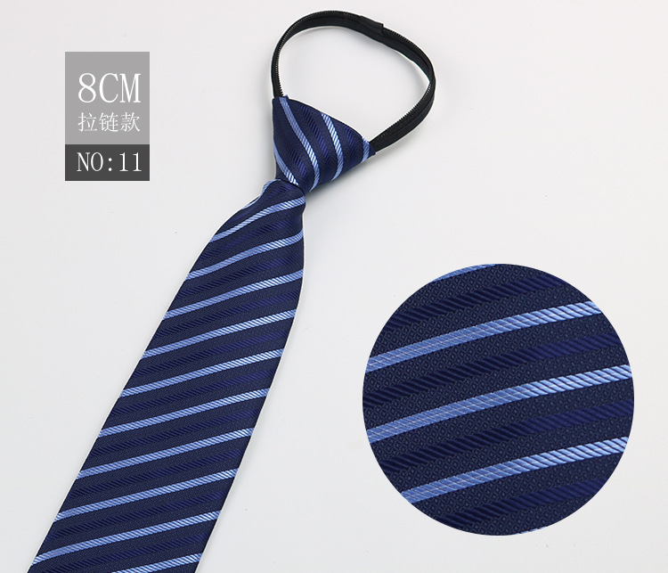 Picture of Factory Black Men's Tie Striped Blue Business Tie Lazy People Knot Free Zipper Tie in stock Wholesale