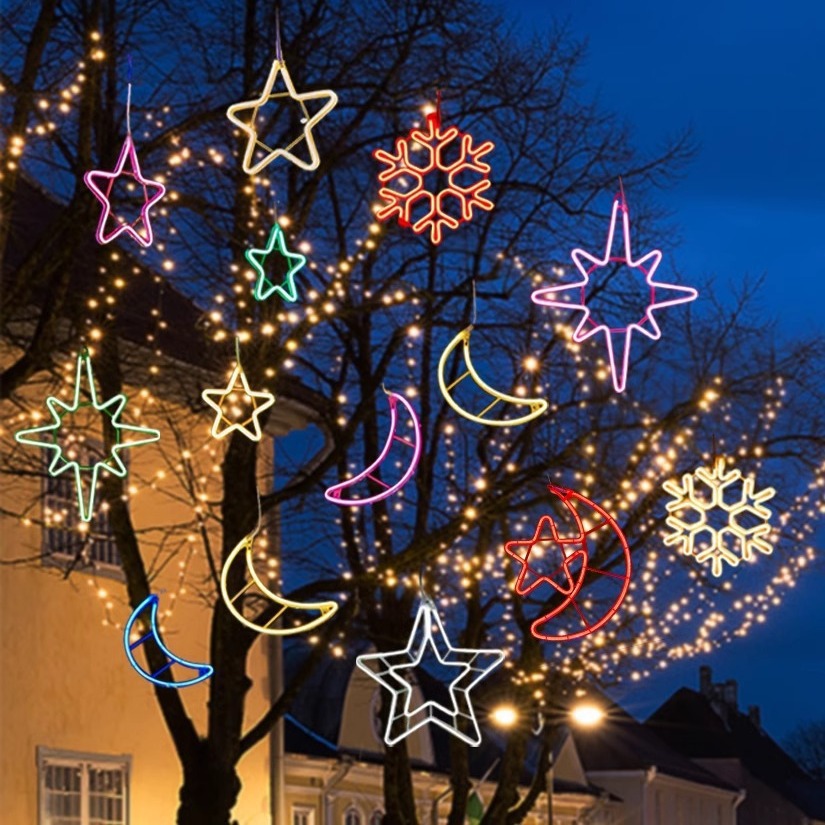 Cross-border special LED flexible light strip project lighting tree light snowflake five-pointed star moon outdoor waterproof lighting