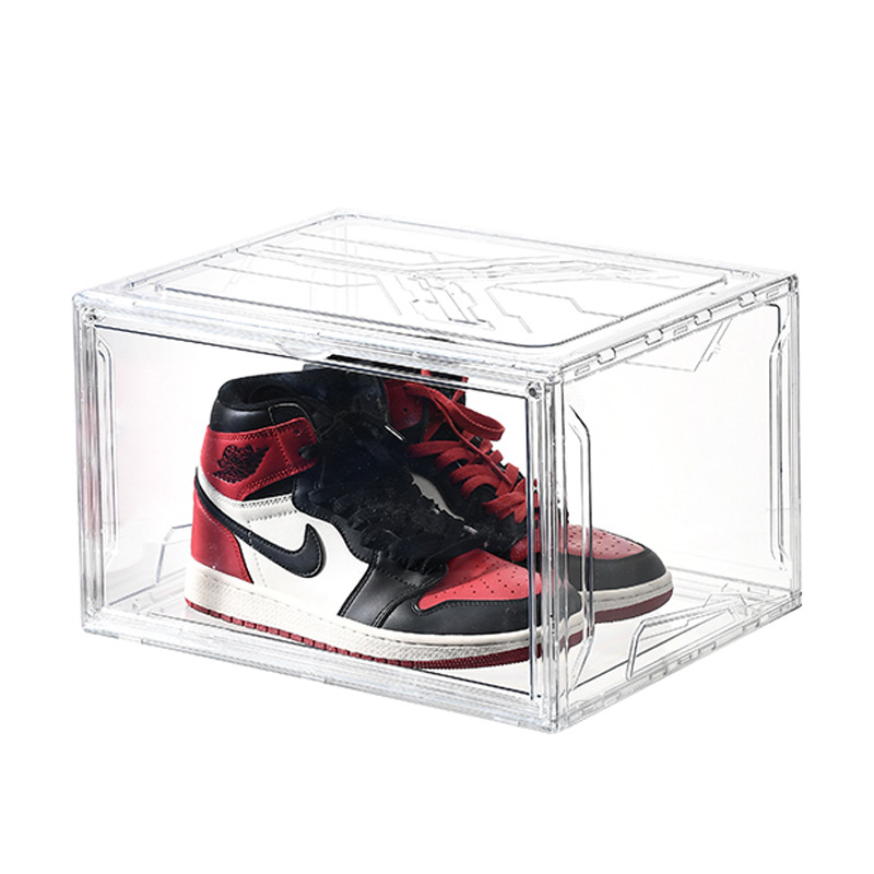 Picture of Folding Transparent Visible Side Door Extra-large Shoe Box Stacked Magnetic Absorbing High Permeability Shoe Rack Sports Shoe Display Shoe Wall