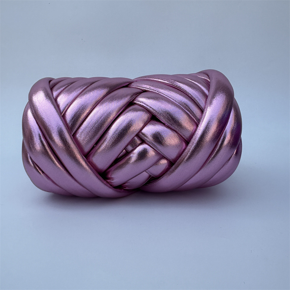 Picture of New Metal Thread Shiny Leather Material Iceland DIY Bag Handmade Woven Fabric Strips Pillow Cat Bed Filling Yarn