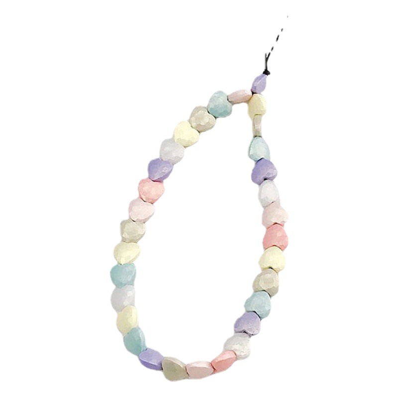 Trendy new magic color frosted love phone chain beaded color mobile phone lanyard anti-lost hand rope anti-drop wrist strap