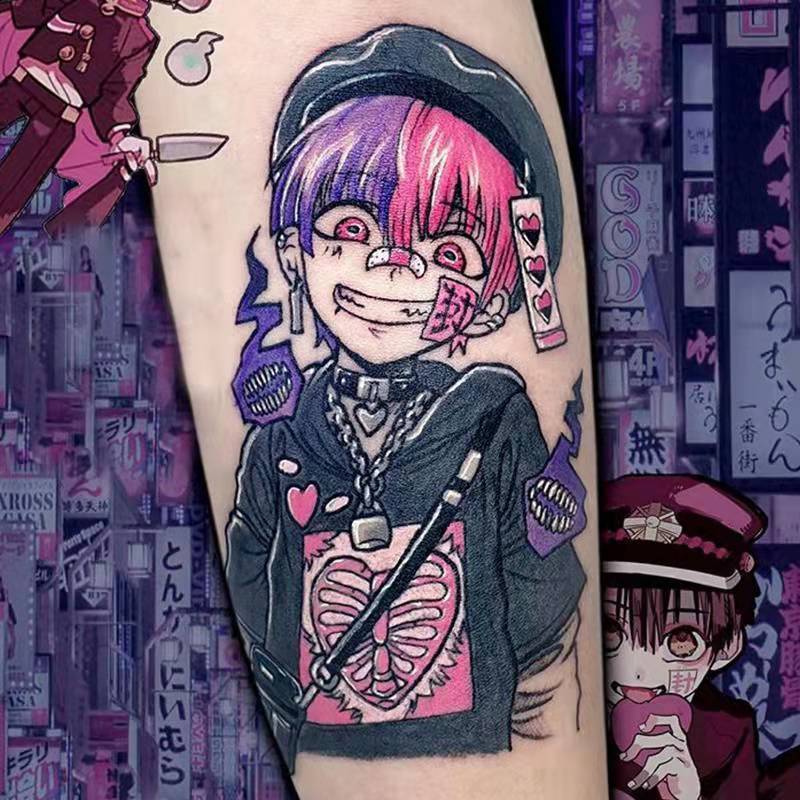 Picture of Diablo Tattoo Sticker Women's Waterproof Lasting European and American Violence Lori ins Cute Cartoon Flower Arm Non-Reflective Anti-Han