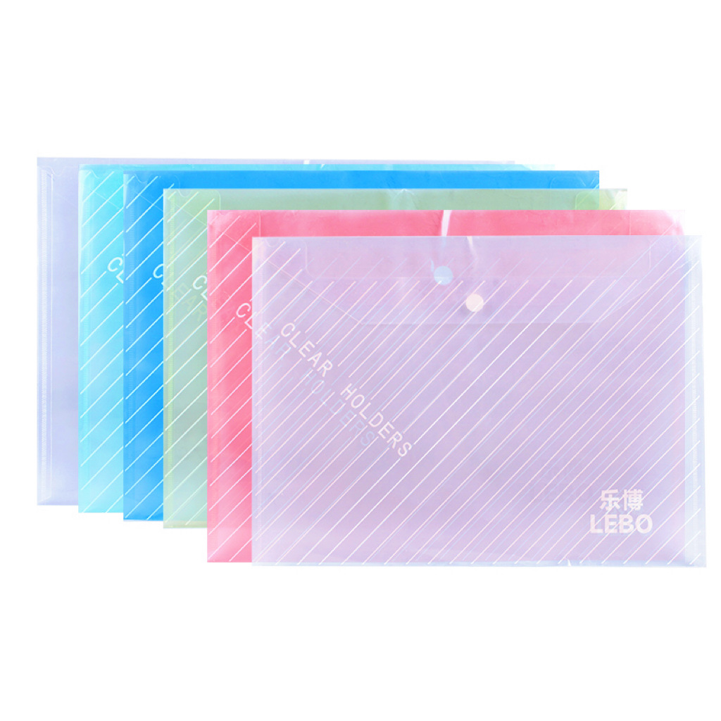 Picture of Pp Snap Button Bag Document Bag Transparent A4 Storage Bag File Bag Printed Button Bag Information Bag Pencil Case Subject