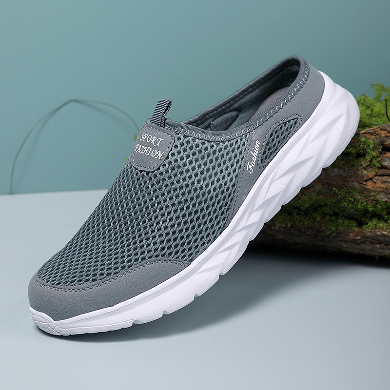 Spring and Summer New Casual Sports Men's Shoes plus size Cross-border Breathable Half-drag Mesh Shoes Outdoor Hiking Lazy Shoes
