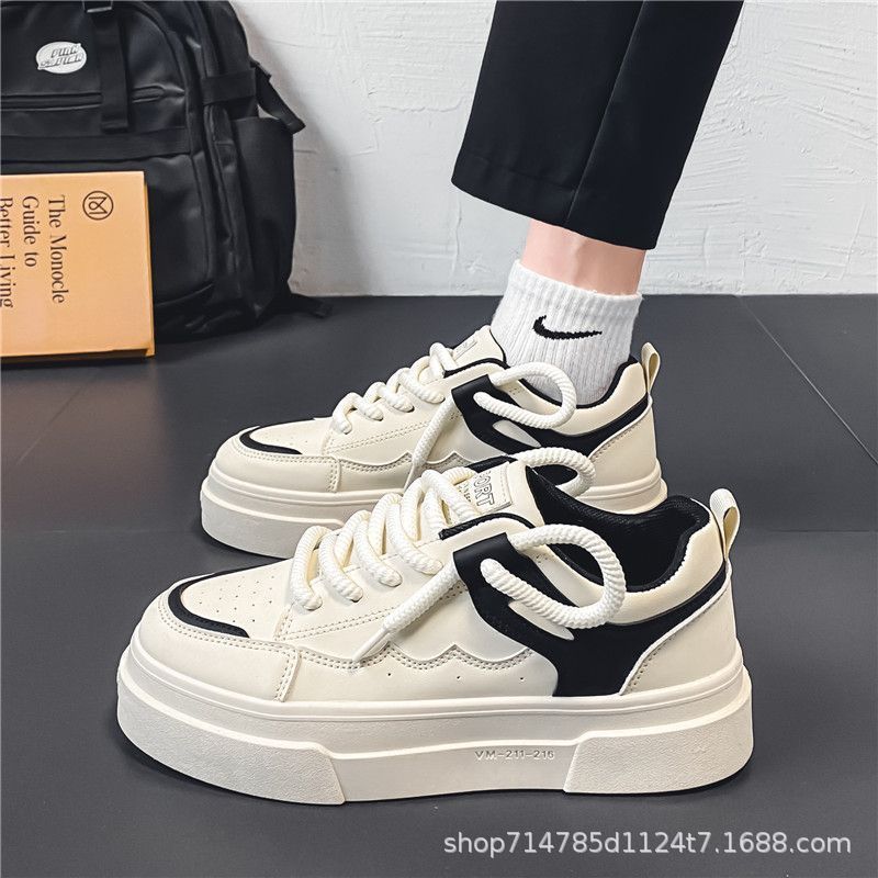 Autumn 2025 New Men's Shoes Explosions Couple's Thick-soled White Shoes Men's Fashionable All-match Casual Sports Board