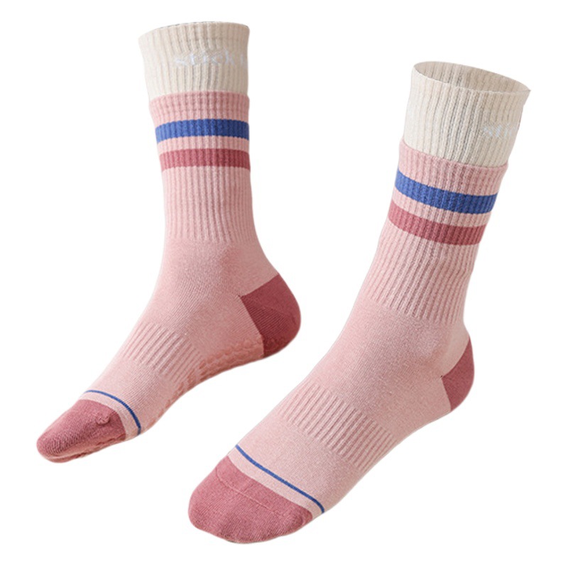Double-mouth Pilates sports yoga socks women's boneless mid-calf socks breathable sweat-absorbent antibacterial deodorant sports socks