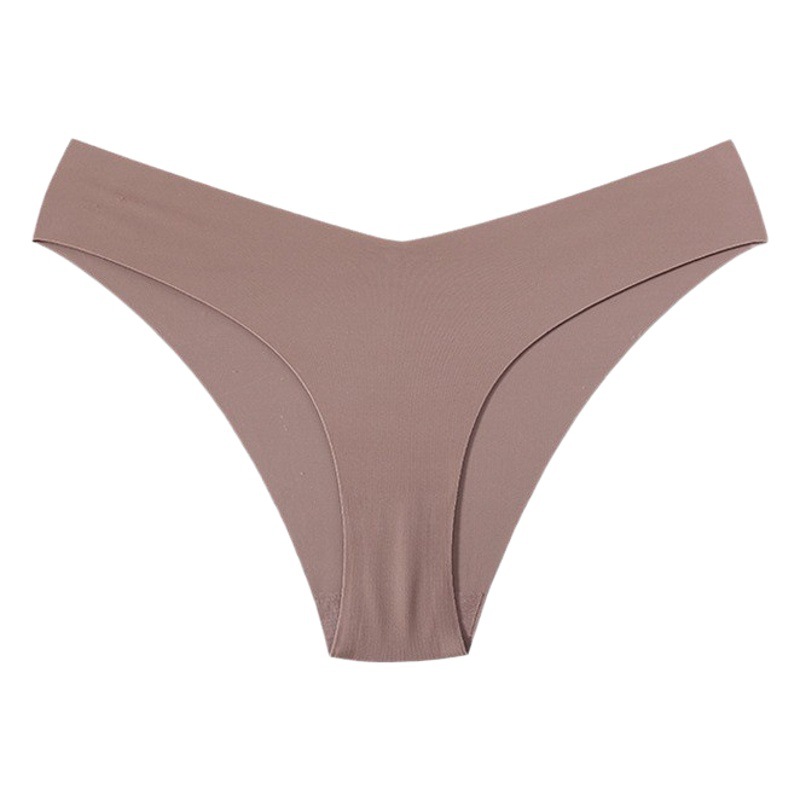 European and American Seamless Ice Silk Underwear Women's Low Waist Large Size Briefs Pure Cotton Crotch Breathable Quick-drying Yoga Sports Underwear