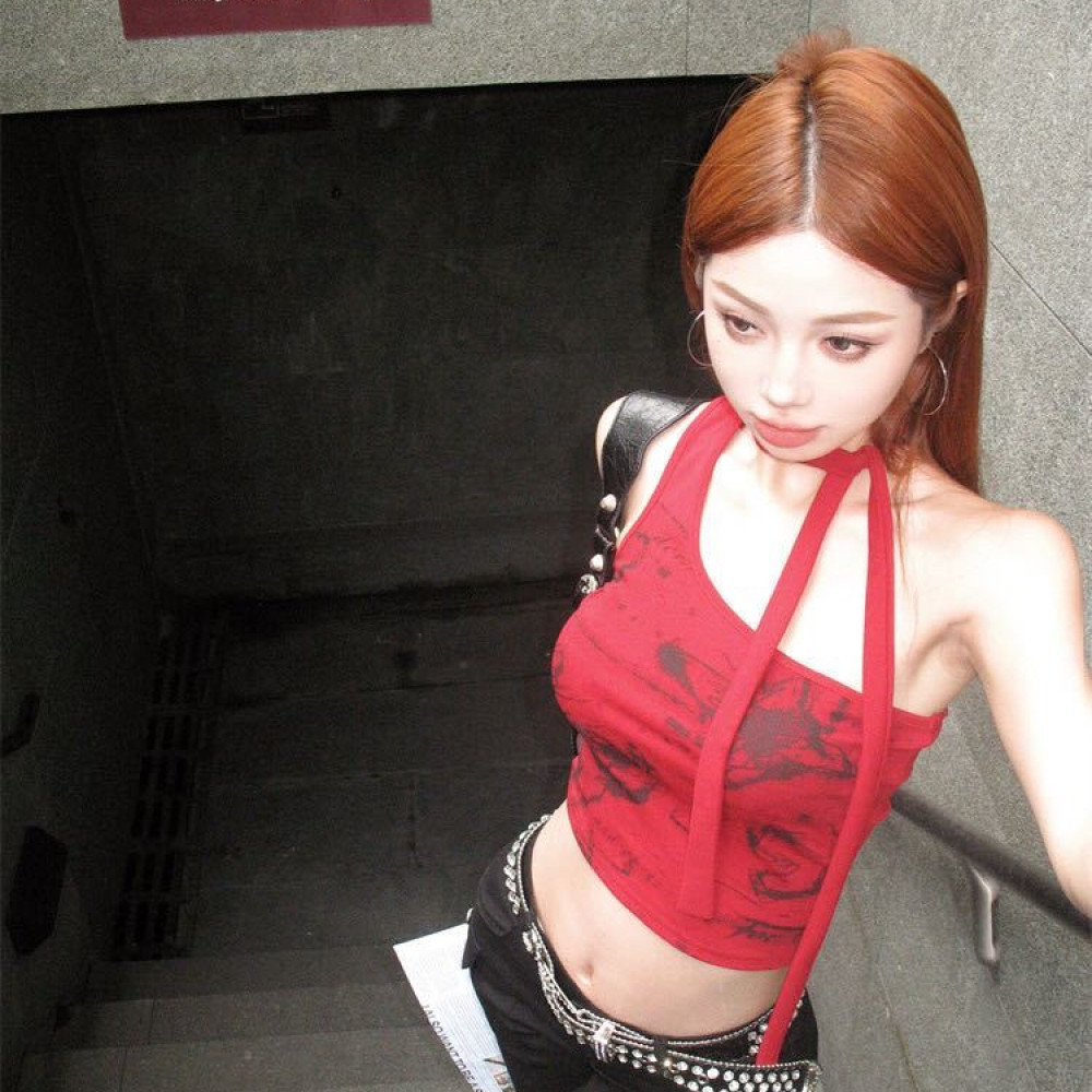 [Ruth Lace Sling] Pure Lace Sling Vest with Cushion Women's All-match Spice Girls Beautiful Back ZY