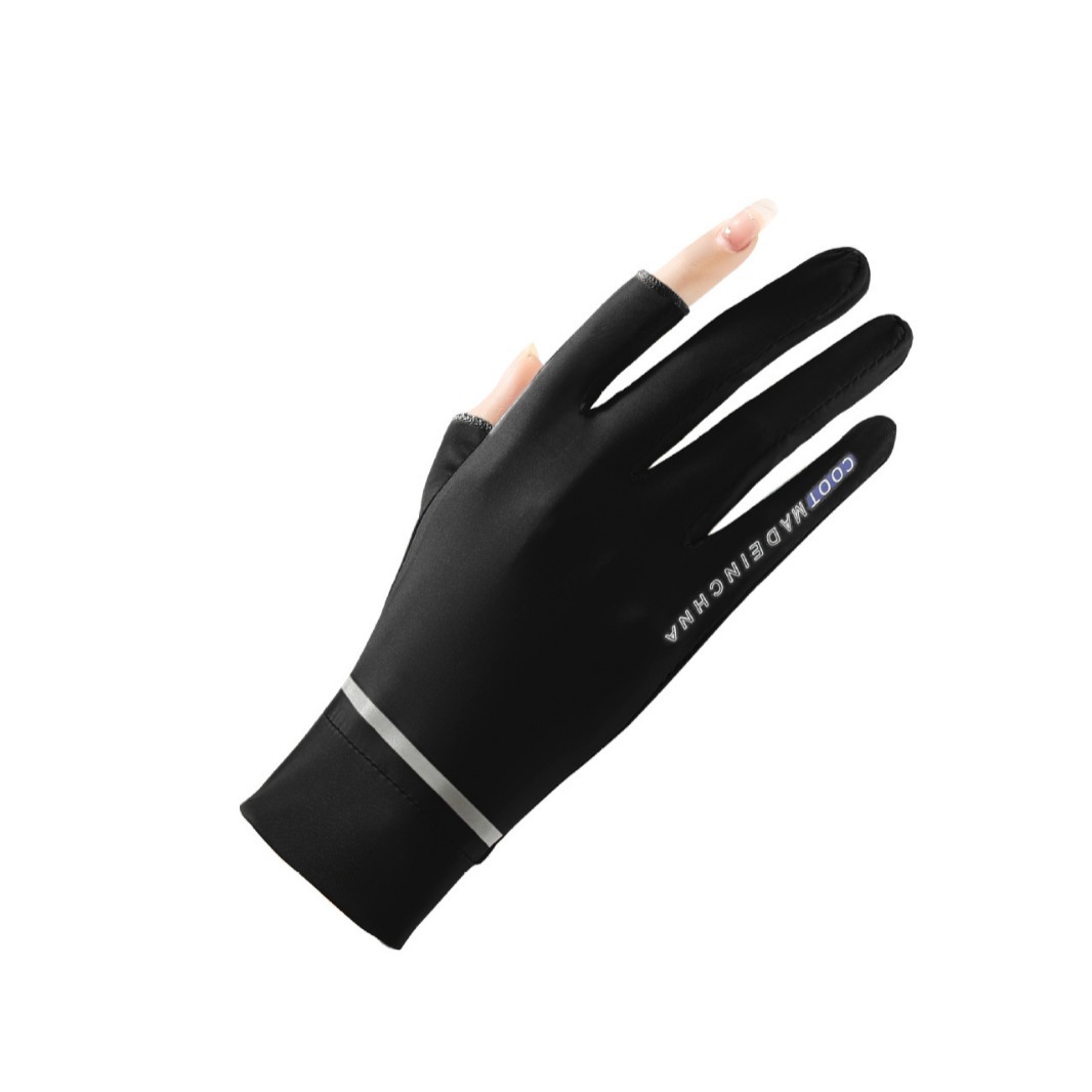 Summer thin sunscreen women's gloves non-slip breathable ice silk open finger gloves non-slip driving electric car riding outdoor