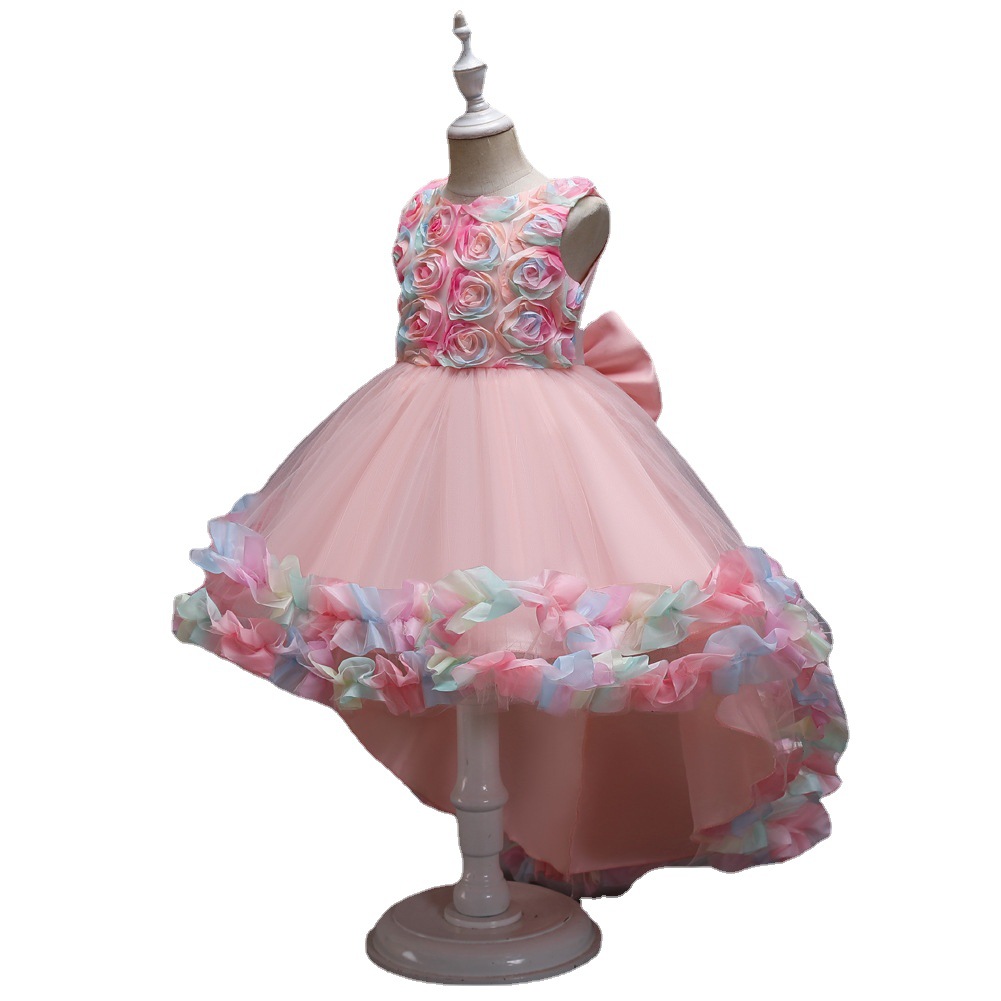 Picture of Amazon children's skirt children's colorful princess puffy wedding dress girls trailing dress Girls' dress