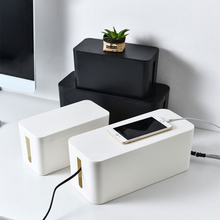 Desktop Anti-Shock Plug-In Socket Storage Box Plastic Mobile Phone Storage Organizer Data Cable Power Cable Management Box