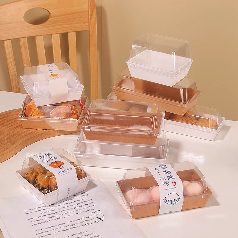 Sandwich Packing Box Cake Small West Point Meat Flax Small Bei Xue Mei Niang Puff Towel Roll Kraft Paper Packing Box