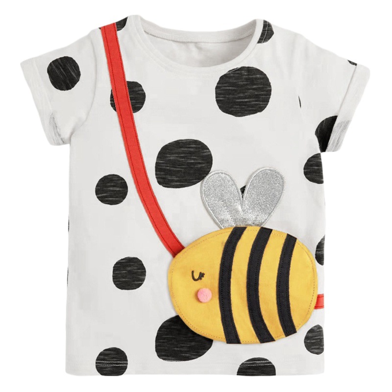 Little Maven Kidsren's T-Shirt European and American Kidsren's Clothing Summer New Girls T-Shirt Knitted Cute Cotton Bottoming Shirt