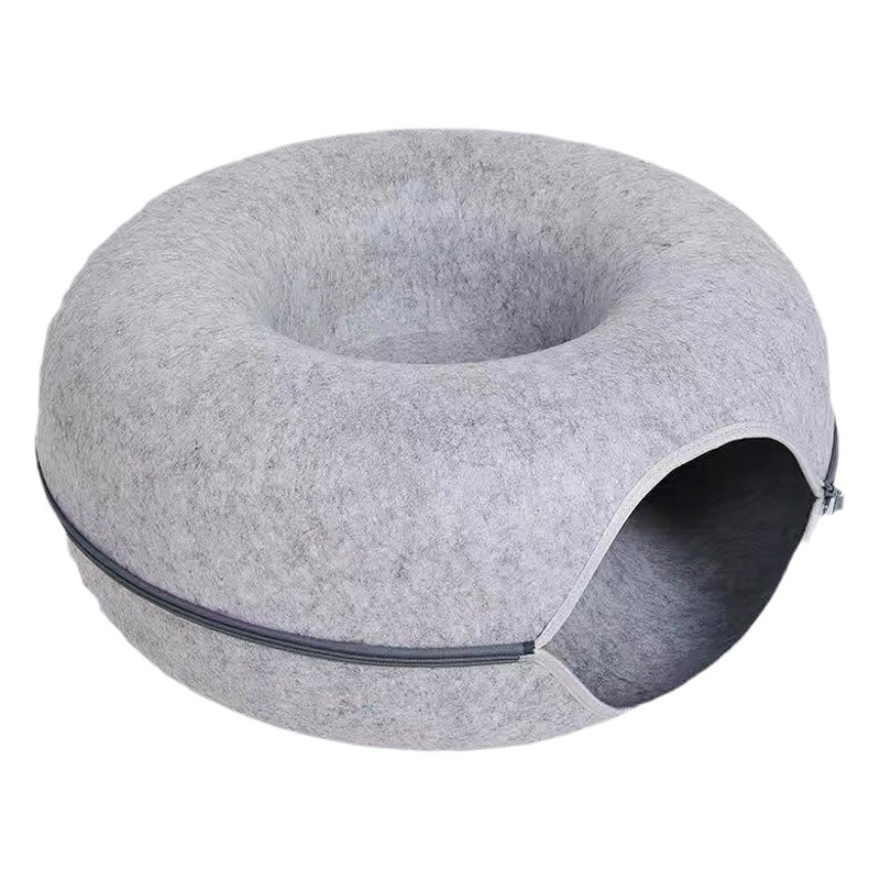Picture of Cross-Border Wholesale Felt Cat Pet Bed Cat Tunnel Donut Cat Bed Suitable for All Seasons Removable and Washable Storage