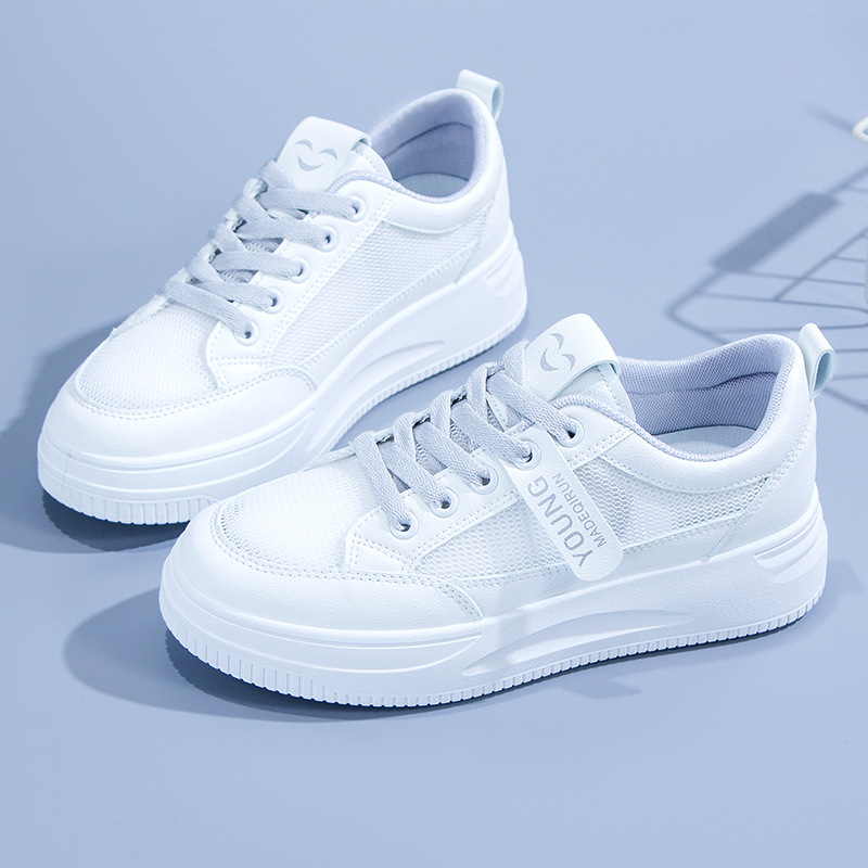 Picture of White Shoes Women's 2025 Summer New Breathable Mesh Thin Women's Shoes All-match Student Flat Sports Casual Mesh Shoes