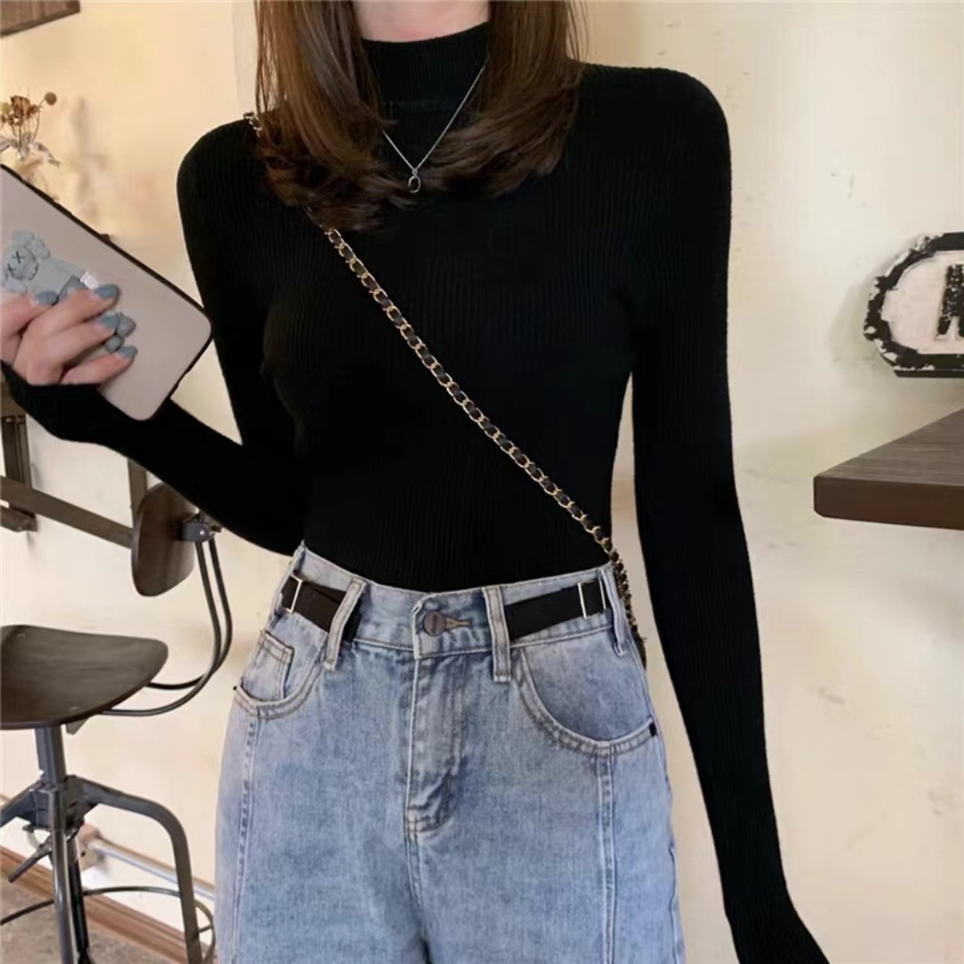 Picture of Bottoming Shirt Women's Autumn Wear 2023 New Half Turtleneck Sweater Knitted Shirt Tight Long Sleeve Spring Top