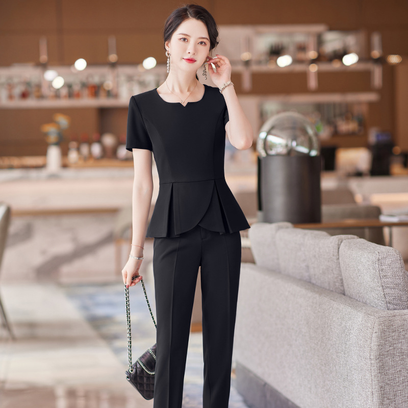 Professional Suit Women's Summer Short-sleeved Beauty Salon Front Desk Tooling Hotel Restaurant Attendant Stewardess Uniform Work Clothes