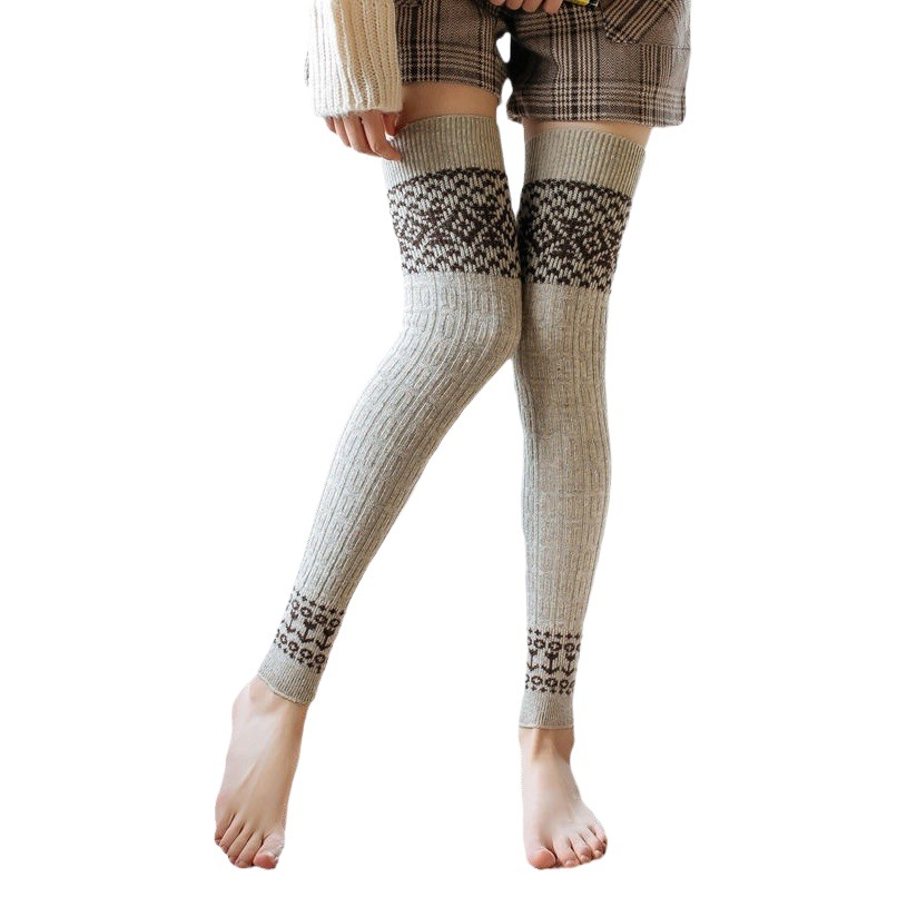Autumn and Winter Rabbit Wool Socks Women's Warm Leg Cover Thickened Half Stockings Lined Yoga High Knee Socks