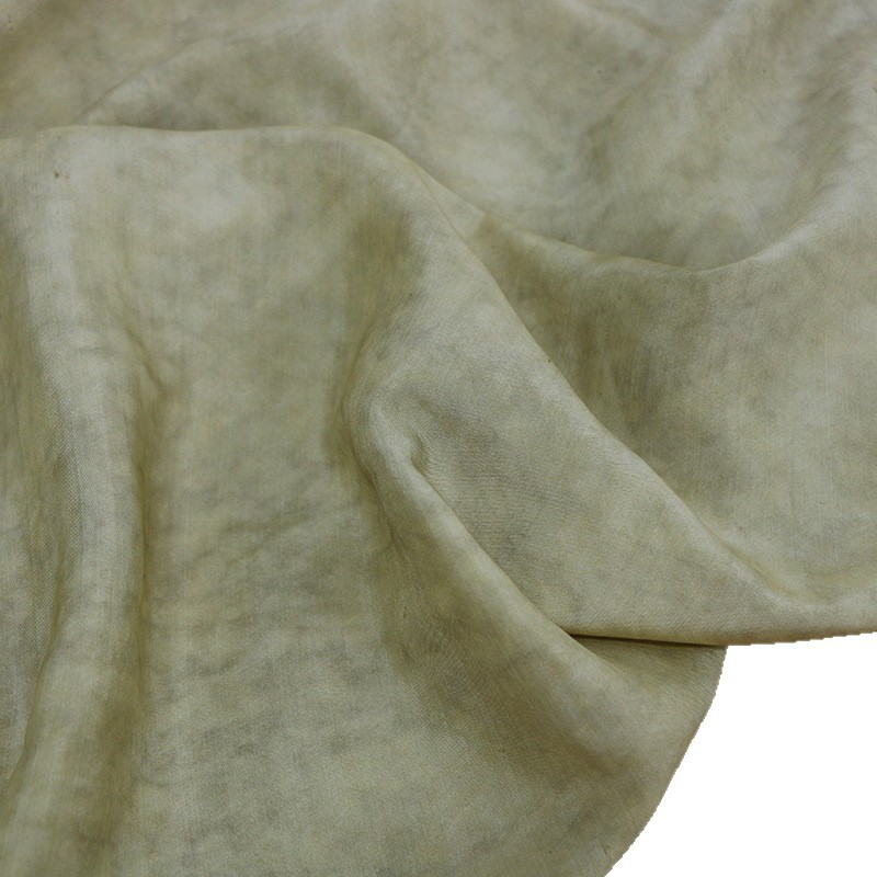 Picture of Dirty Khaki 5023B Tussah Silk Old Material Fried Color Fabric 130 Wide Tussah Silk Skirt Vest Shirt Fabric