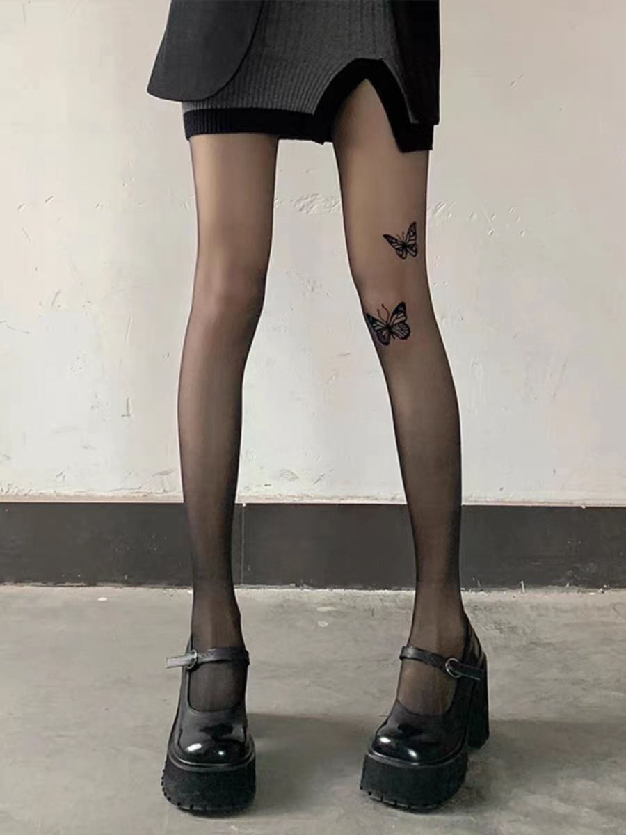 Picture of 2024 New Black Silk Stockings Pure Anti-hook Silk Stockings Children Spring and Autumn Bottoms Butterfly Silk Pantyhose