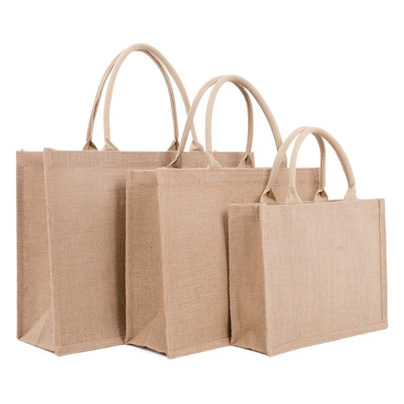Wholesale unprinted hand-held linen bag in stock diy hand-painted blank jute bag ins high-grade linen bag