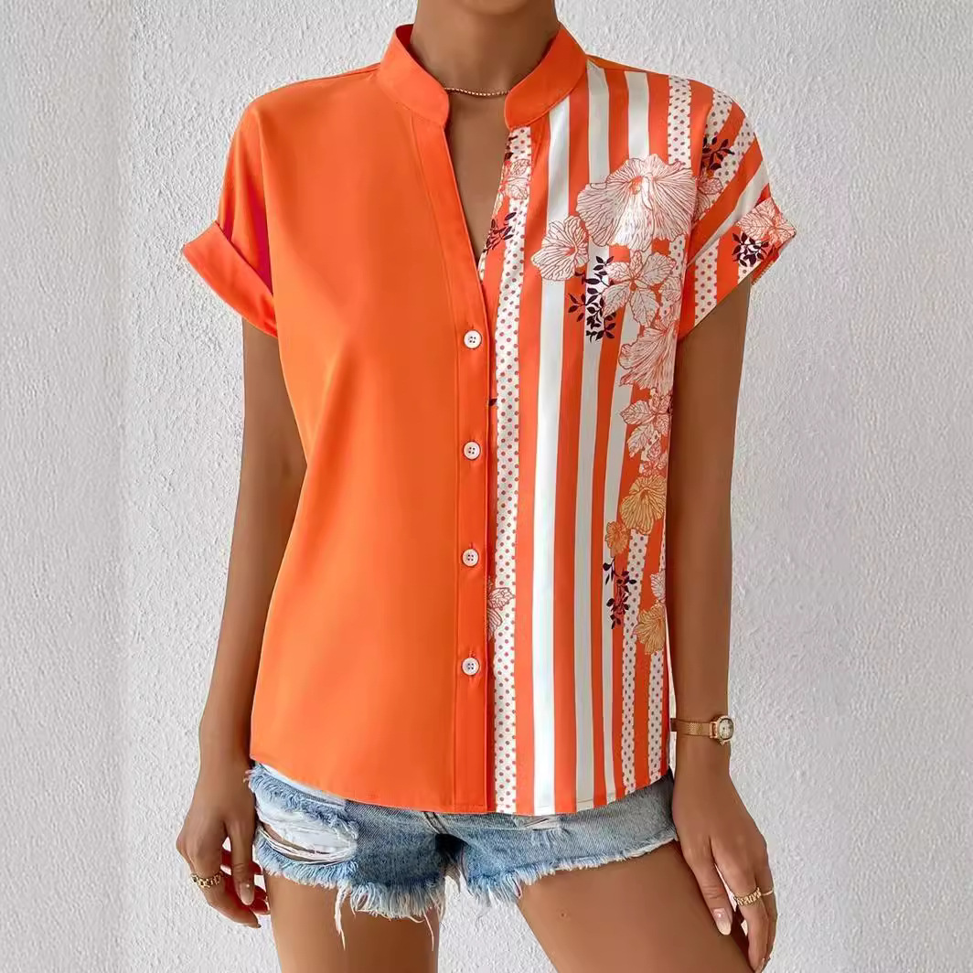 Spring small fragrant wind thin short sleeve button shirt cardigan ladies foreign style coat base coat factory wholesale