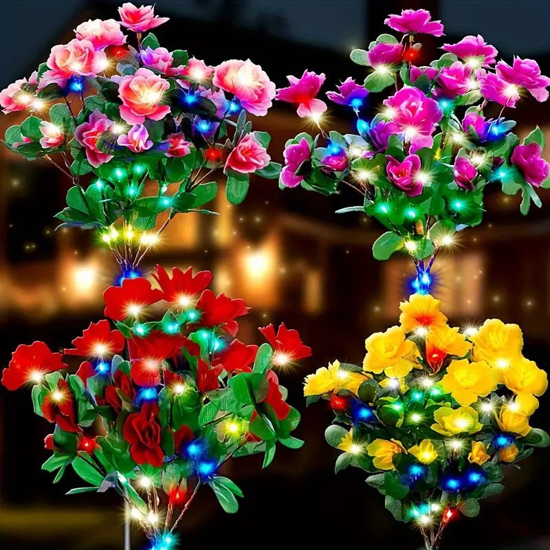 Cross-border new solar azalea floor lamp outdoor waterproof courtyard decoration landscape led simulation lawn lamp