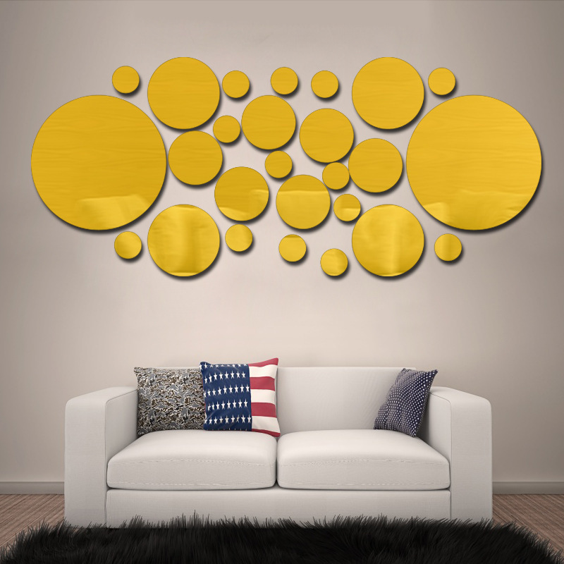 Cross-border acrylic stereo mirror wall stickers circle living room bedroom TV background decoration soft Mirror stickers wholesale