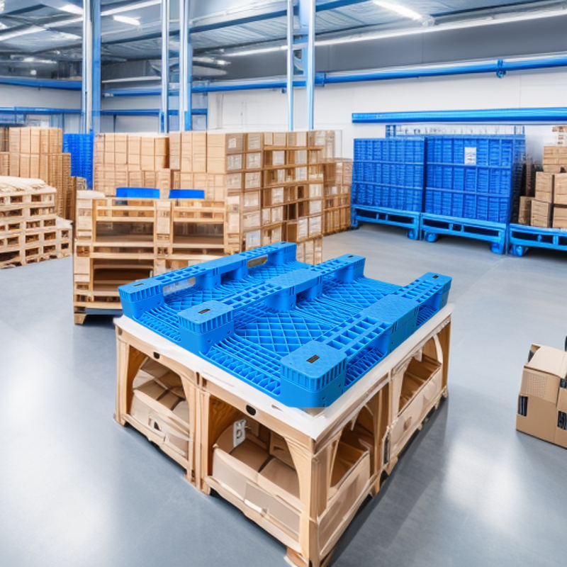 Factory wholesale buckle Sichuan word flat plastic pallet thickened four sides into the fork pallet warehouse moisture-proof forklift board