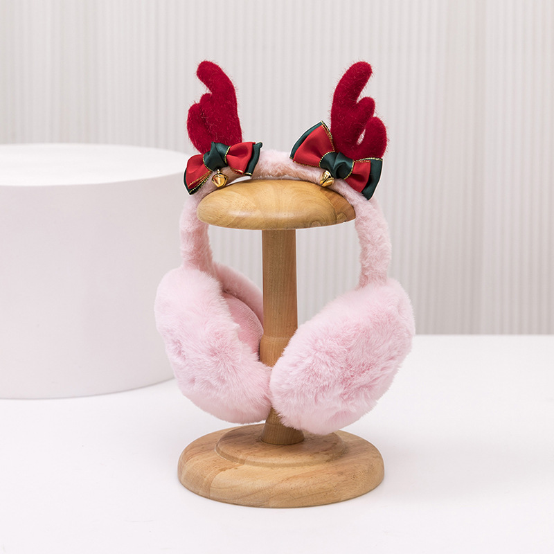 Picture of Christmas antlers foldable children's earmuffs winter warm earmuffs full velvet earmuffs windproof cold protection students ear warming