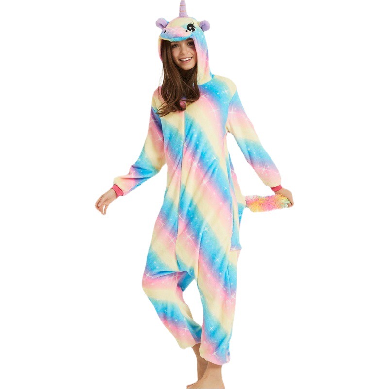 Dragon Training Master Anime Flannel Cartoon Sleepwear Men and Women Couple Home Clothes Adult Autumn and Winter Nightgown