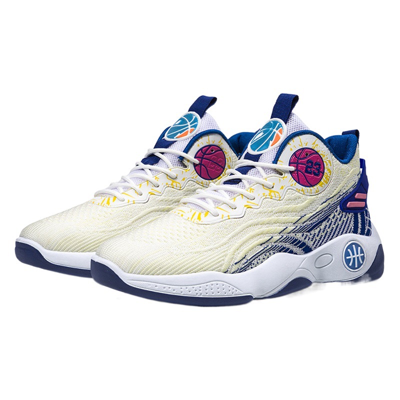 Flying Weaving sneaker Men's 2025 Breathable Soft-soled Outdoor Practical Basketball Shoes Non-slip Wear-resistant Thick-soled Color-matching Trendy Shoes