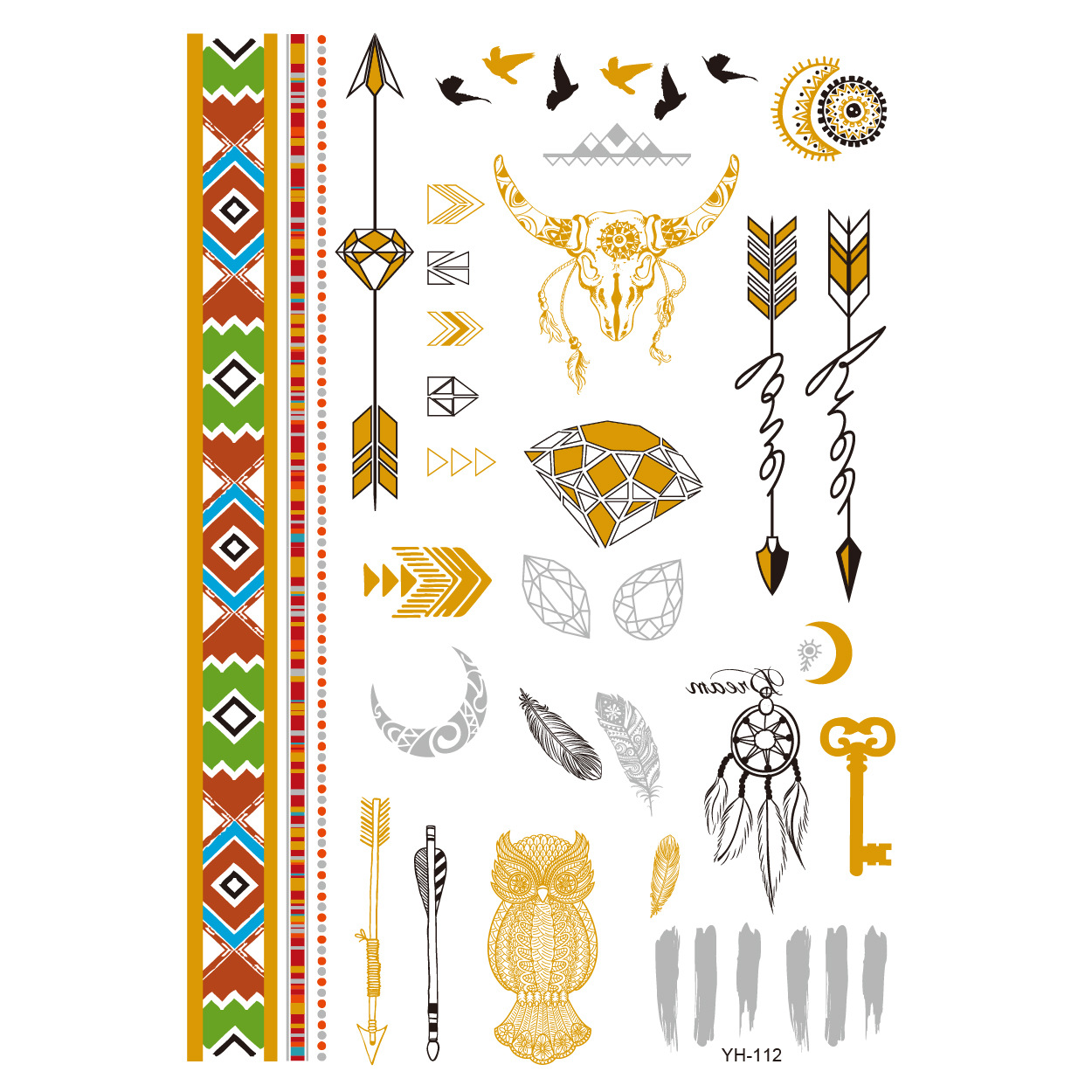 Picture of Bronzing tattoo stickers manufacturers in stock wholesale waterproof tattoo stickers fashion tattoo stickers