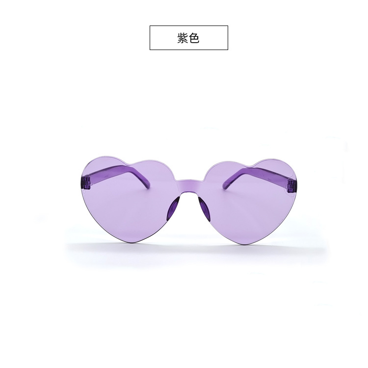 Picture of New love sunglasses jelly color frameless heart-shaped conjoined glasses dazzling color heart sunglasses