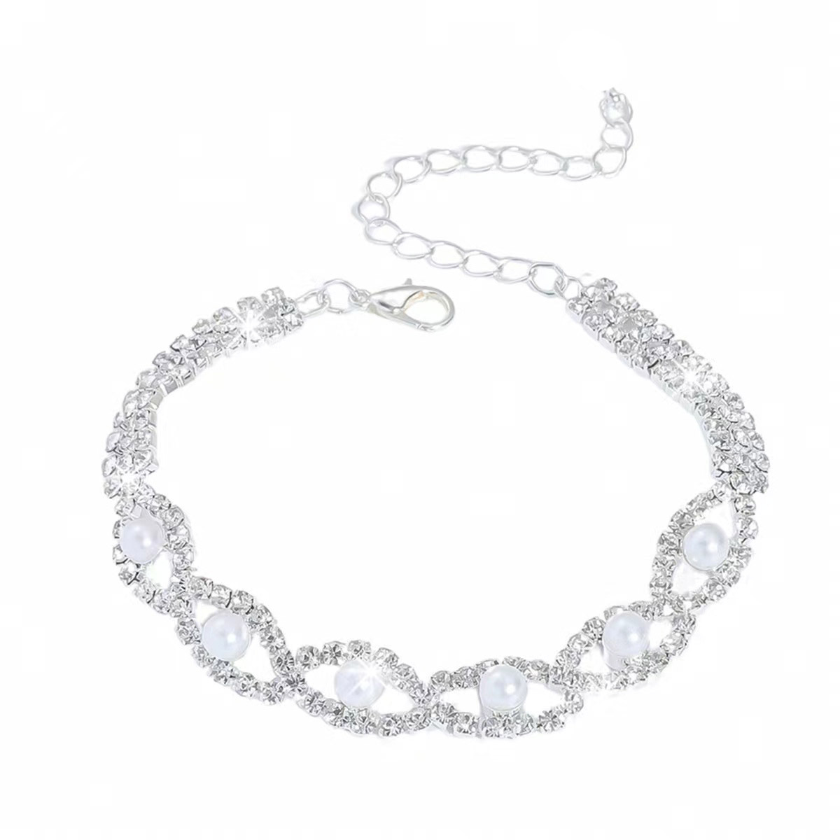Picture of Europe and the United States cross-border exquisite luxury rhinestone full diamond pearl anklet simple fashion diamond foot decoration manufacturers wholesale